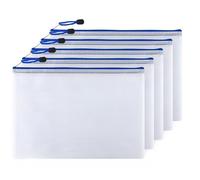 FKWKUW 5Pcs Borse di File A4 Sacchetto di Zip, Plastica Sacchetto di Zip Impermeabile Mesh Sacchetto del Documento Portafogli, Cartellina Portadocumenti con Chiusura Lampo per Scuola, Viaggio,Uffici