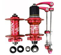 FKXSXAZ Mozzi per Freni a Disco MTB, 32 Fori, mozzo con Cuscinetti per Cassetta 7-12 velocità, Set Anteriore e Posteriore, 100/130 mm QR, 100/142 mm Perno Passante (Colore: 32 Fori Rosso)