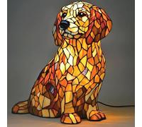 FkYstrix Lampade da Tavolo Fedele Golden Retriever e Elegante Gatto Ambiente Caldo Luce,Illuminazione scrivania Decorazione Regalo Divertente per Amanti,Adulti e Bambini, Golden Retriever1