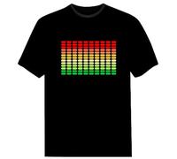 FkYstrix LED Attivato Musica T-Shirt Suono Luminoso Equalizzatore per Adulti e Bambini novità Abbigliamento Festa DJ Musica Mostra Usura(S, No2)