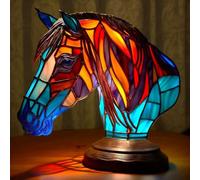 FkYstrix Retro Resina macchiata Animale Lampada da Tavolo,Animale Serie di lampade da Tavolo Lampada da Comodino Piccolo Luce Notturna Decorativo, Horse