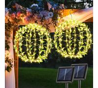 Flacchi Luci solari a sfera per esterni, confezione da 2, 30,5 cm, 120 LED, 8 modalità, funzione memoria, impermeabili, bianco caldo, luci decorative da giardino