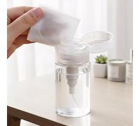 Flacone con erogatore a pressione, ricaricabile, in PET trasparente, a prova di perdite, contenitore per liquidi portatile e riutilizzabile, per struccante, tonico e solvente per unghie, 100 ml
