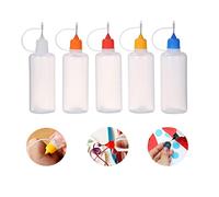 Flacone di colla vuota da 100 ml, applicatore in plastica con tappi a punta per colla, liquido, olio, artigianato fai da te, pittura acrilica (multicolor - 5 pezzi)