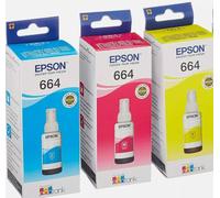 Flacone di inchiostro Genuini Epson EcoTank Serie 664 MULTIPACK 3 COLORI 70ml