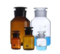 Flacone di reagente a bocca larga in vetro comune marrone/trasparente con tappo smerigliato Fiale for campioni da laboratorio(60mL 4pcs)