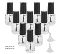 Flacone di Smalto da 10 Pezzi con Pennello, 5ml Trasparente Vuoto per Auto-riempitivo Flacone di Smalto Vuoto, Flacone di Smalto Trasparente con 2 Imbuti 10 Palline di Miscelazione