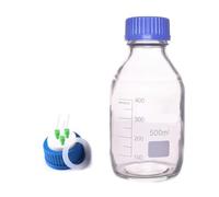 Flacone di stoccaggio for supporti rotondo GL45 da 100 ml-1000 ml con tappo a fase mobile a 3 fori a vite - Flacone di reagente in vetro soda resistente(100ml)