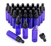 Flacone in plastica nera per olio essenziale, 5 ml, con contagocce in vetro viola, confezione da 30 pezzi, oli essenziali, trattamento.