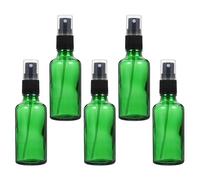 Flacone in Vetro Verde da Viaggio 50ml, Set 5 Pezzi | Ricaricabile e Riutilizzabile, per Viaggio e Trasferta, Confezione Compatta per Cosmetici