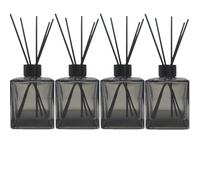 Flacone per diffusore di profumo, quadrato, vuoto, in vetro, con bastoncini neri, per fai da te, set di diffusori di fragranze di ricambio (200 ml, grigio)