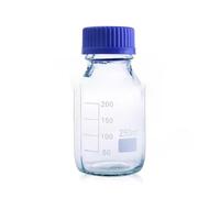 Flacone rotondo graduato in vetro da 100 ml/250 ml/500 ml con tappo a vite blu e coperchio a vite Attrezzature da laboratorio