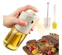 Flacone spray da 230 ml, 6 x 6 x 17,5 cm, trasparente, con pennello, dispenser per olive, aceto e spruzzatore da cucina, per arrostire, friggere, grigliare, barbecue, burro, piante, acqua, casa