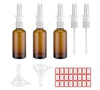 Flacone spray nasale, 3 pezzi, 30 ml, in vetro ambrato, ricaricabili, nebulizzatori, nebulizzatori nasali vuoti, con imbuti ed etichette