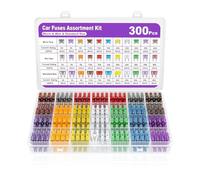 Flaconi 300 PCS Fusibili Auto Kit,12v,2A 3A 5A 7.5A 10A 15A 20A 25A 30A 35A 40A Mini fusibili Moto,Fusibili Auto Standard con Estrattore,fusibili auto Assortiti Kit per Camper/Camion/Moto