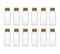 Flaconi con tappo in sughero, 35 ml, 3 x 7 cm, set da 12 pezzi, trasparenti