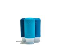 Flaconi da Viaggio con Custodia Trasparente, 3 Bottiglie da Viaggio in Silicone da 98ml, Contenitori da Viaggio per Liquidi in Silicone, Colore Blu Ottanio