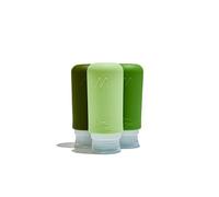 Flaconi da Viaggio con Custodia Trasparente, 3 Bottiglie da Viaggio in Silicone da 98ml, Contenitori da Viaggio per Liquidi in Silicone, Colore Verde Salvia