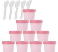 flaconi da viaggio per articoli da toilette， 12 barattoli di plastica vuoti da 50 ml for maschera facciale rosa a bocca larga, contenitore for cosmetici a tenuta stagna da 50 g con coperchi e 6 spatol