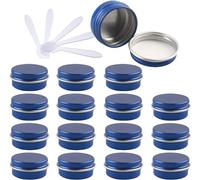 flaconi da viaggio per articoli da toilette, 48 barattoli di alluminio rotondi vuoti blu da 10 ml con coperchi a vite barattoli di stoccaggio contenitori for cosmetici vasi con 6 spatole(Blue,10ml)
