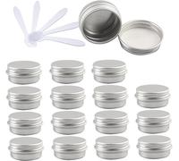 flaconi da viaggio per articoli da toilette, 48 barattoli di alluminio rotondi vuoti blu da 10 ml con coperchi a vite barattoli di stoccaggio contenitori for cosmetici vasi con 6 spatole(Silver,10ml)