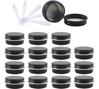 flaconi da viaggio per articoli da toilette, 48 barattoli di alluminio rotondi vuoti blu da 10 ml con coperchi a vite barattoli di stoccaggio contenitori for cosmetici vasi con 6 spatole(Svart,10ml)