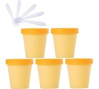 flaconi da viaggio per articoli da toilette， 5 vasetti di plastica for maschera rosa da 200 ml, vuoti, da 200 g, con rivestimento interno for la conservazione, crema for il corpo, mani, viso, lozione