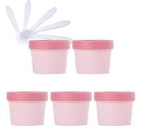 flaconi da viaggio per articoli da toilette， 5 vasetti di plastica for maschera rosa da 200 ml, vuoti, da 200 g, con rivestimento interno for la conservazione, crema for il corpo, mani, viso, lozione