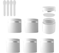 flaconi da viaggio per articoli da toilette， Confezione da 24 vasetti cosmetici vuoti da 50 ml a doppia parete in plastica bianca satinata con bordo argento, contenitore for crema for il viso