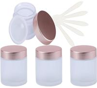 flaconi da viaggio per articoli da toilette， Confezione da 4 contenitori vuoti for crema for il viso da 15 ml con coperchio rosa, vasetti for cosmetici in vetro smerigliato