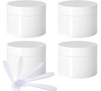flaconi da viaggio per articoli da toilette， Confezione da 4 vasetti cosmetici vuoti in plastica bianca lucida spessa da 100 ml con coperchio a vite, rivestimento interno, flaconi campione da viaggio