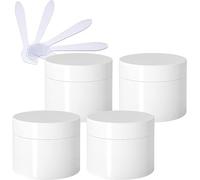 flaconi da viaggio per articoli da toilette， Confezione da 4 vasetti cosmetici vuoti in plastica bianca lucida spessa da 100 ml con coperchio a vite, rivestimento interno, flaconi campione da viaggio