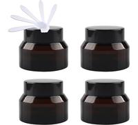 flaconi da viaggio per articoli da toilette， Confezione da 4 vasetti cosmetici vuoti in vetro verde da 50 ml, contenitori for crema for il viso con coperchio nero e rivestimenti interni fai da te