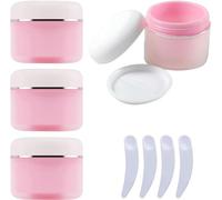 flaconi da viaggio per articoli da toilette， Confezione da 4 vasetti cosmetici vuoti trasparenti satinati da 50 g in plastica rosa con coperchio a vite, contenitore da 50 ml for lozioni crema(150ml)