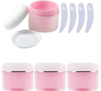 flaconi da viaggio per articoli da toilette， Confezione da 4 vasetti cosmetici vuoti trasparenti satinati da 50 g in plastica rosa con coperchio a vite, contenitore da 50 ml for lozioni crema(50ml)