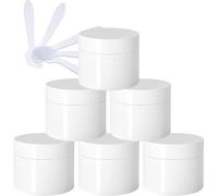 flaconi da viaggio per articoli da toilette， Confezione da 6, vasetti cosmetici vuoti in plastica bianca lucida spessa da 50 ml con coperchio a vite, rivestimento interno, flaconi campione da viaggio