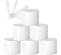 flaconi da viaggio per articoli da toilette， Confezione da 6, vasetti cosmetici vuoti in plastica bianca lucida spessa da 50 ml con coperchio a vite, rivestimento interno, flaconi campione da viaggio