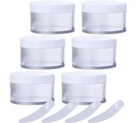 flaconi da viaggio per articoli da toilette， Confezione da 6 vasetti cosmetici vuoti in plastica trasparente da 200 g con coperchio a vite, contenitore da 200 ml for maschera viso lozioni crema(30ml)