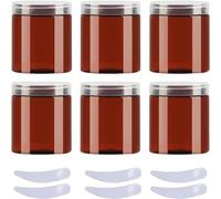 flaconi da viaggio per articoli da toilette， Confezione da 6 vasetti for cosmetici in plastica blu, vasetti for crema da 100 ml, con coperchi trasparenti, contenitori for articoli da toeletta(Bruin,80