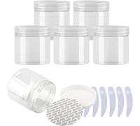 flaconi da viaggio per articoli da toilette， Confezione da 6 vasetti for cosmetici in plastica blu, vasetti for crema da 100 ml, con coperchi trasparenti, contenitori for articoli da toeletta(Transpar