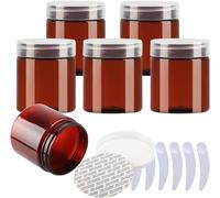 flaconi da viaggio per articoli da toilette， Confezione da 6 vasetti for cosmetici in plastica blu, vasetti for crema da 100 ml, con coperchi trasparenti, contenitori for articoli da toeletta(Bruin,20