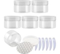 flaconi da viaggio per articoli da toilette, Confezione da 6 vasetti for cosmetici in plastica blu, vasetti for crema da 100 ml, con coperchi trasparenti, contenitori for articoli da toeletta(Transpar