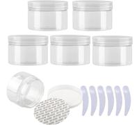 flaconi da viaggio per articoli da toilette， Confezione da 6 vasetti for cosmetici in plastica blu, vasetti for crema da 100 ml, con coperchi trasparenti, contenitori for articoli da toeletta(Transpar