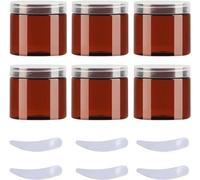 flaconi da viaggio per articoli da toilette， Confezione da 6 vasetti for cosmetici in plastica blu, vasetti for crema da 100 ml, con coperchi trasparenti, contenitori for articoli da toeletta(Bruin,50