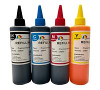 Flaconi di inchiostro di ricarica da 250 ml a base di colorante, compatibili con stampanti Epson Workforce EcoTank, HP Officejet, Deskjet Envy,