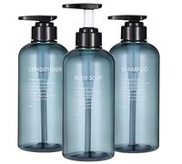 Flaconi dispenser per shampoo e balsamo, 3 flaconi vuoti in plastica da 500 ml, con pompa, ricaricabili, set di flaconi per lozioni