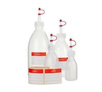 Flaconi dosatori da 50 ml, 100 ml, 250 ml, 500 ml di volume, spruzzino in LDPE con tappo salvagoccia, per garage, per cucina, hobby o laboratorio, 4 pezzi