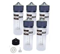 Flaconi Graduati Trasparenti 120 ml Bottigliette (Tipo Chubby) Mixer Miscelatore E-Liquid Sigaretta Elettronica Coperchio nero Pet (5 Unita')