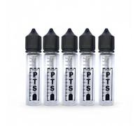 Flaconi Graduati Trasparenti 60 ml Bottigliette (Tipo Chubby) Mixer Miscelatore E-Liquid Sigaretta Elettronica Coperchio nero Pet 5 Unita'