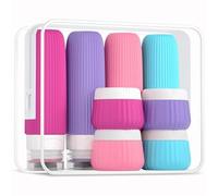 Flaconi in silicone a prova di perdite e comprimibili da 3 once, adatti for shampoo gel doccia, 8 pezzi, essenziali for la stagione dei viaggi Per Viaggio(Pink)